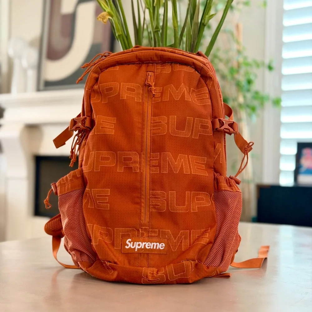 Supreme Orange Ripstop Logo Backpack